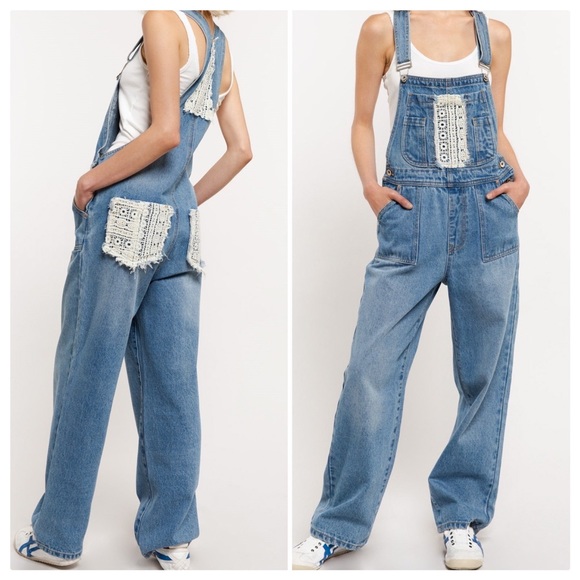 POL Fun Feel Denim Boho Overalls - Picture 2 of 12